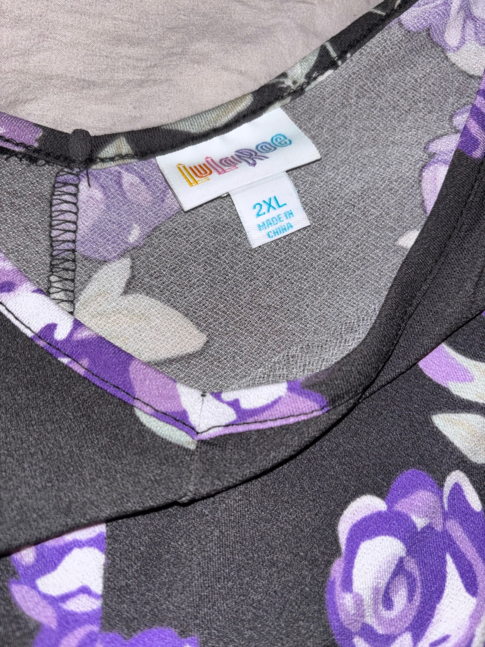 LuLaRoe Black Jumpsuit with Purple Floral Print - Picture 3 of 4